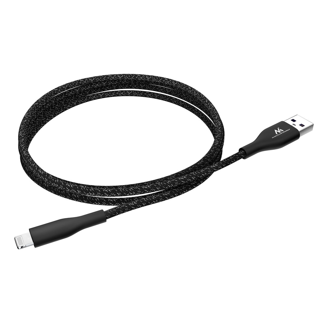 MFi világító kábel (Made for iPhone / iPod / iPad) támogatja a Fast Charge 2.4A Maclean Energy MCE845B fekete hosszúság 1m 5V/2.4A - adatátvitel
