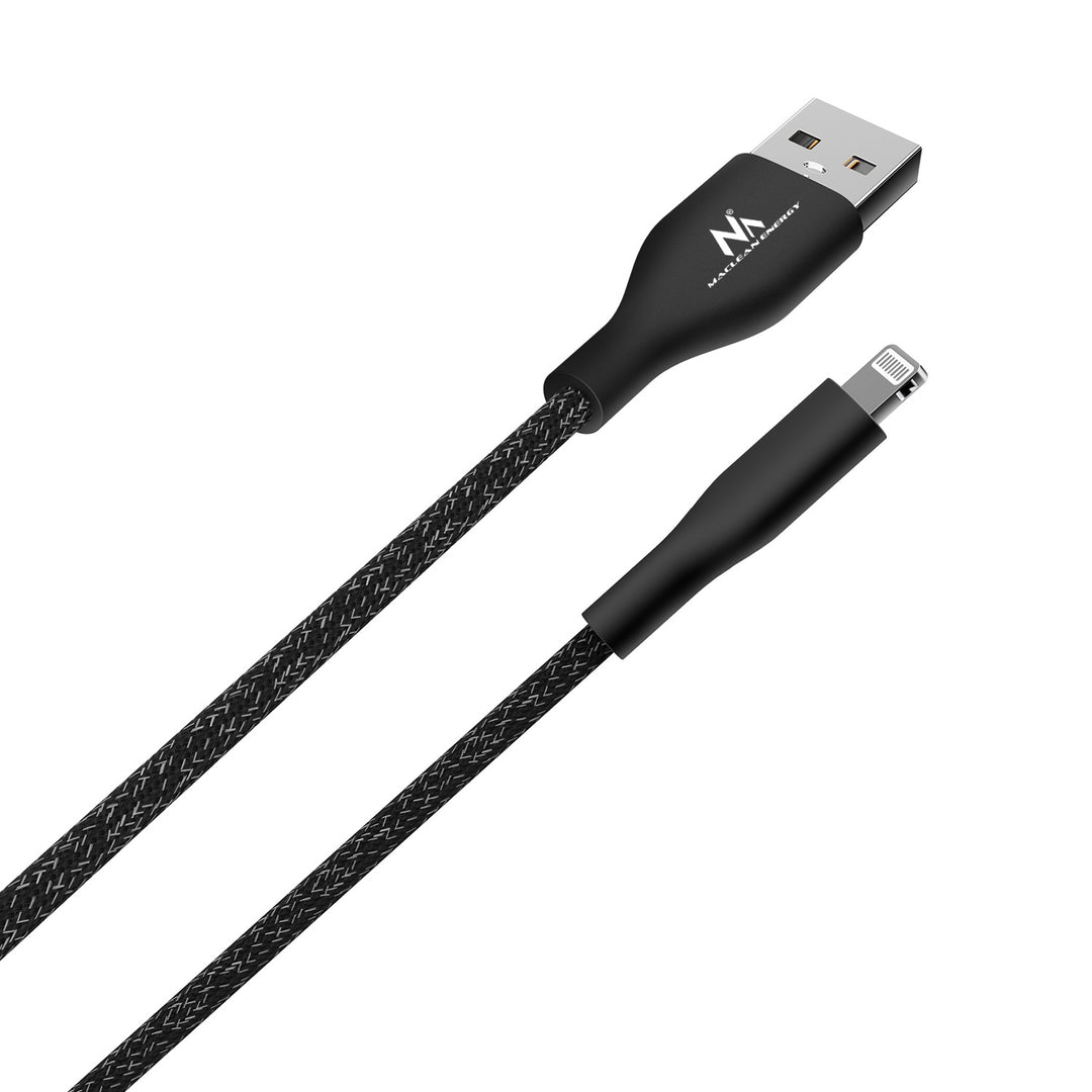 MFi világító kábel (Made for iPhone / iPod / iPad) támogatja a Fast Charge 2.4A Maclean Energy MCE845B fekete hosszúság 1m 5V/2.4A - adatátvitel