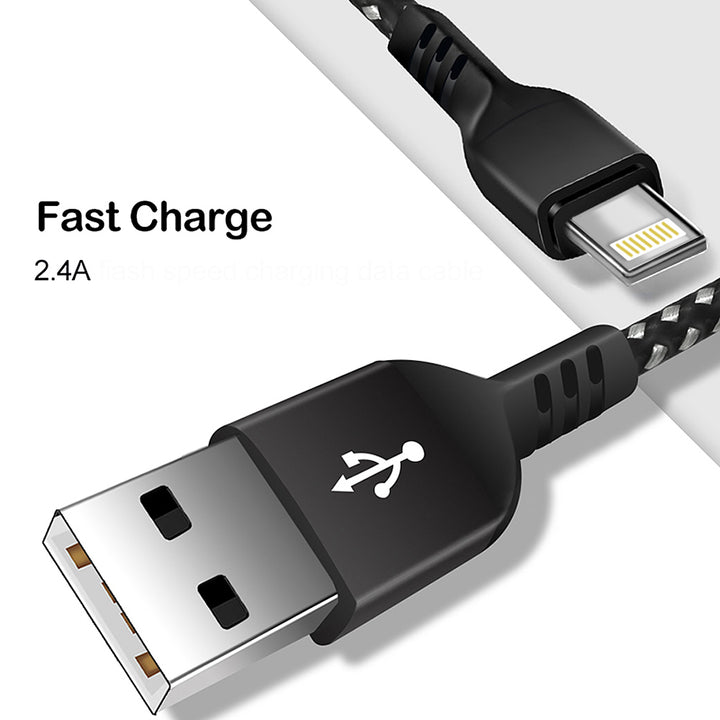 Maclean iPhone kábel, iPhone-hoz, támogatja a 2.4A gyorstöltést, adatátvitelt, 5V/2.4A, fekete, hossza 2m, MCE481
