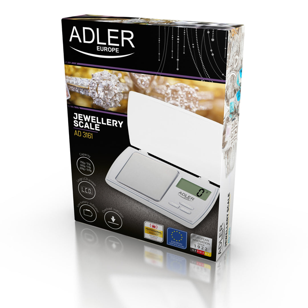 Adler AD 3161 precíziós mérleg tiszta LCD kijelzővel