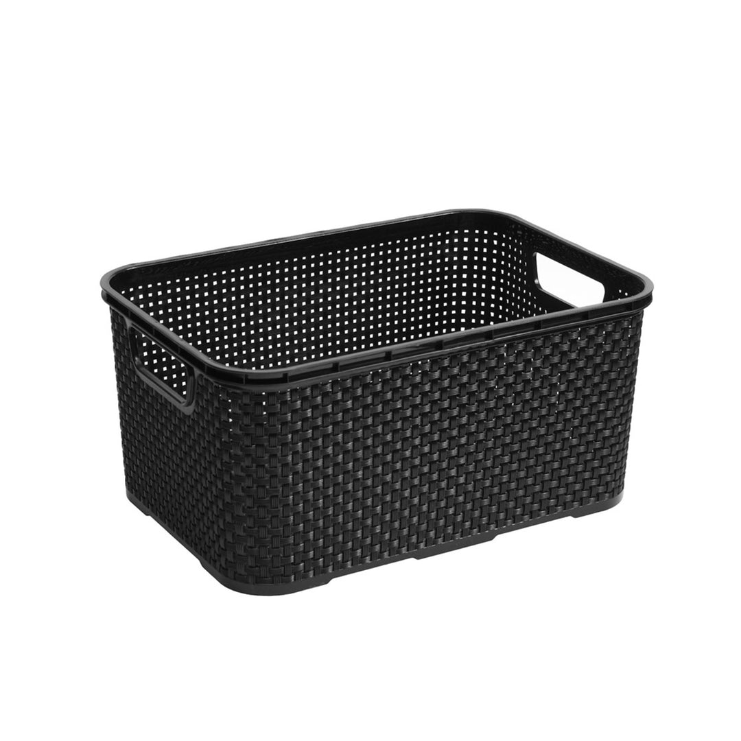 BranQ Rattan tárolókosár 10L szürke fogantyúval