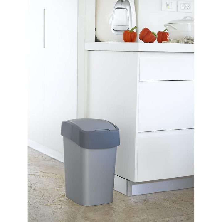 Cuver hulladékgyűjtő, szelektív hulladékgyűjtő, fedéllel, szürke, ezüst keret, 25L, Flip Bin
