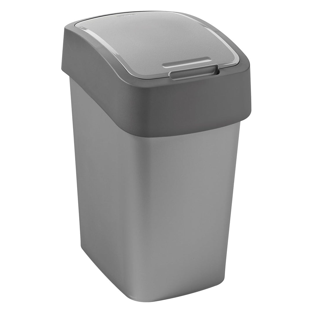 Cuver hulladékgyűjtő, szelektív hulladékgyűjtő, fedéllel, szürke, ezüst keret, 25L, Flip Bin
