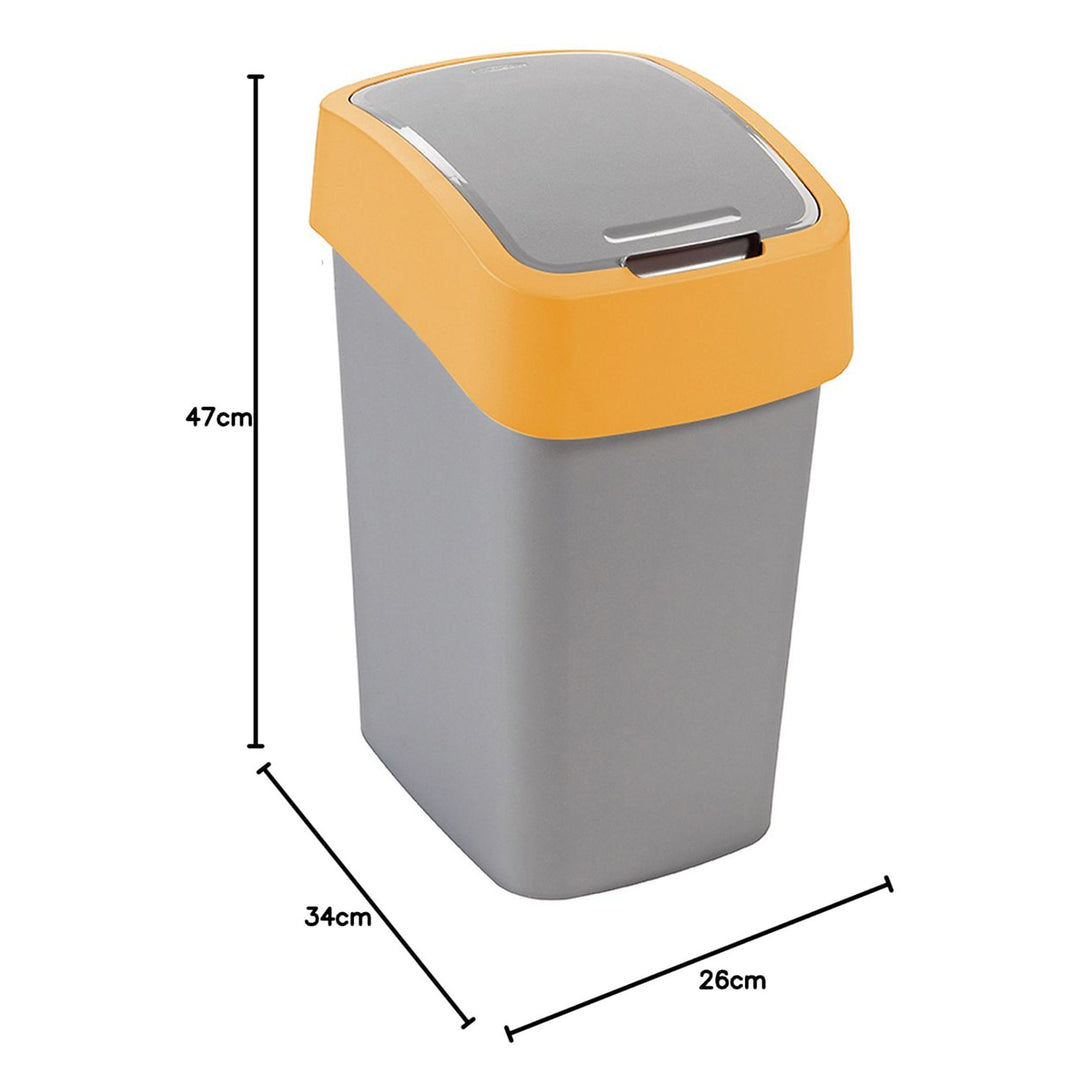 Cuver hulladékgyűjtő, szelektív hulladékgyűjtő, fedéllel, szürke, narancssárga keret, 25L, Flip Bin
