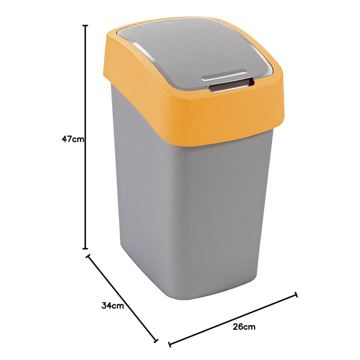 Cuver hulladékgyűjtő, szelektív hulladékgyűjtő, fedéllel, szürke, narancssárga keret, 25L, Flip Bin