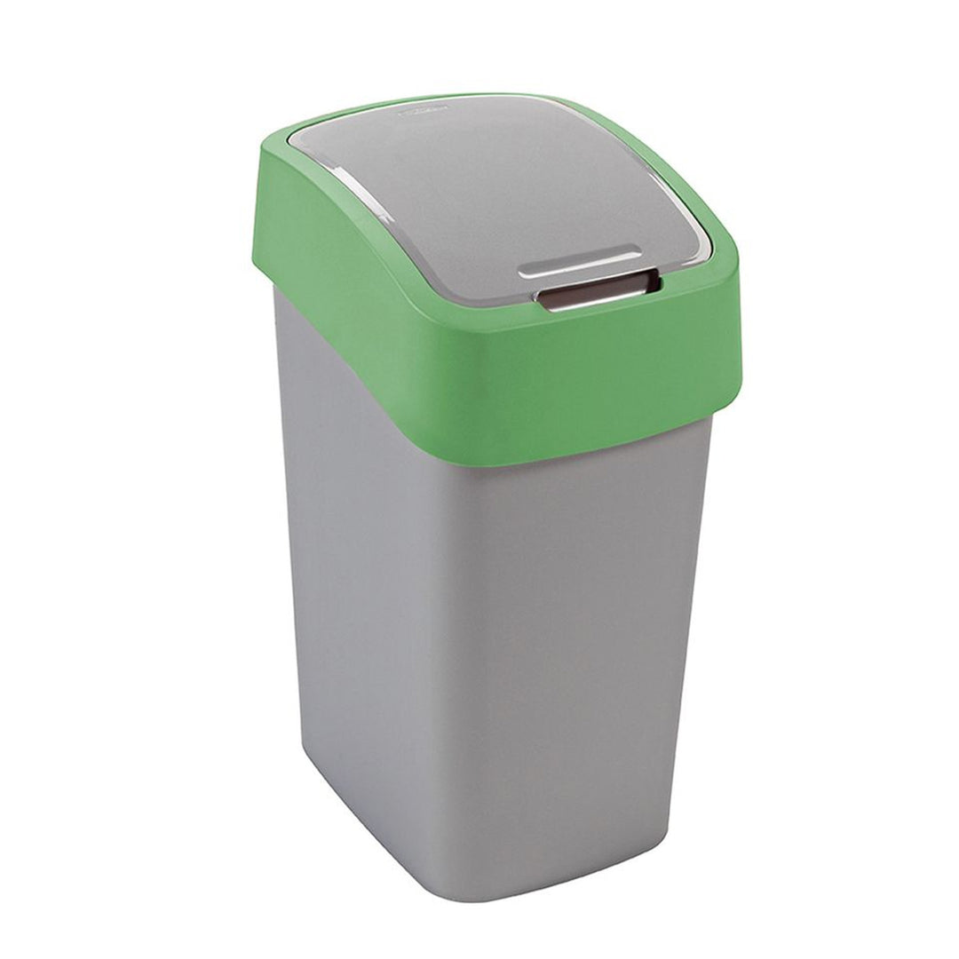 Cuver hulladékgyűjtő, szelektív hulladékgyűjtő, fedéllel, szürke, zöld keret, 25L, Flip Bin