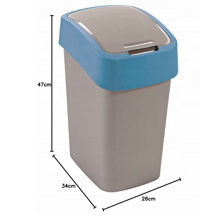 Cuver hulladékgyűjtő, szelektív hulladékgyűjtő, fedéllel, szürke, kék keret, 25L, Flip Bin