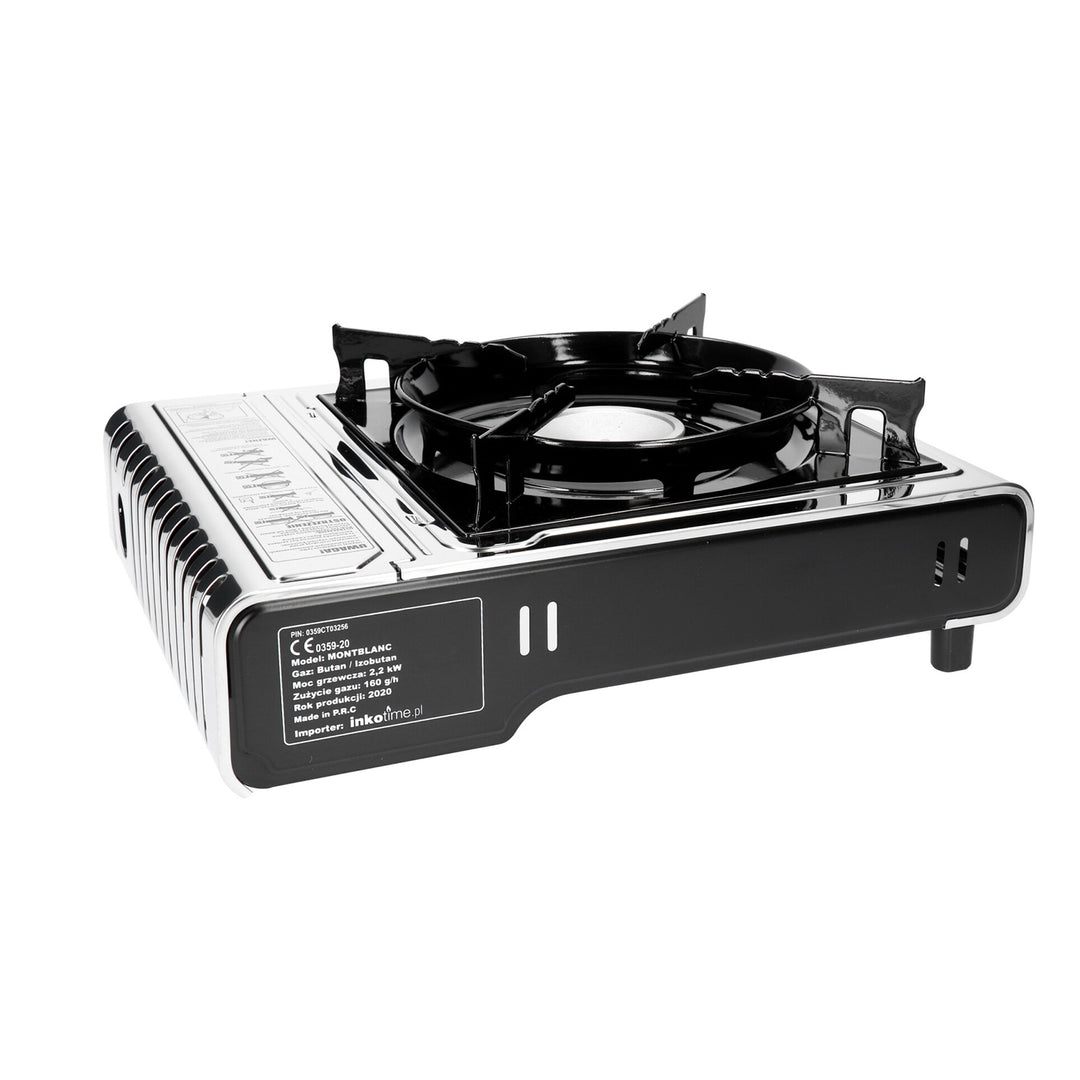 Alpen Camping kempingfőző, teljesítmény: 2,2 kW, gázfogyasztás 160g/h, piezo gyújtás, MONT BLANC