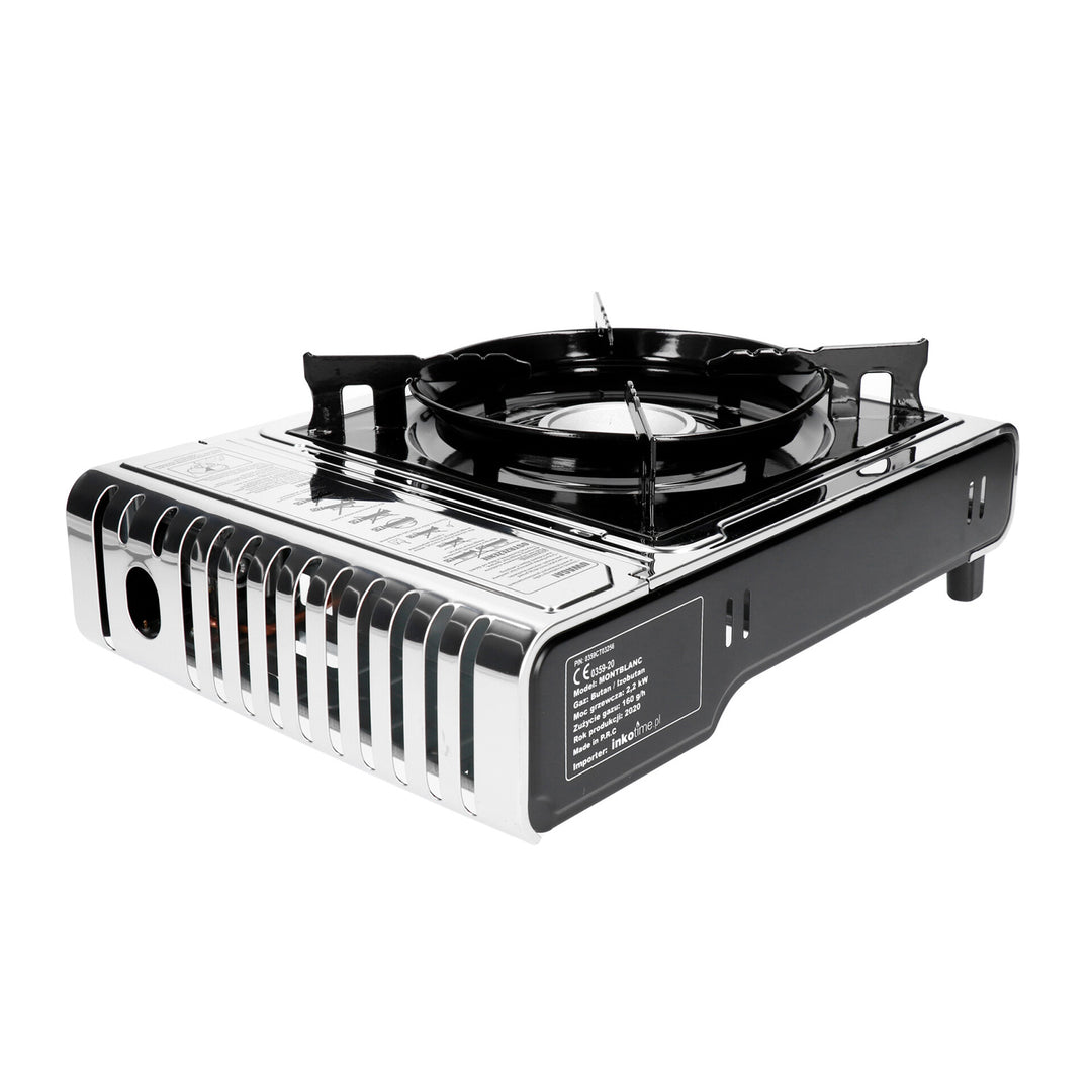 Alpen Camping kempingfőző, teljesítmény: 2,2 kW, gázfogyasztás 160g/h, piezo gyújtás, MONT BLANC