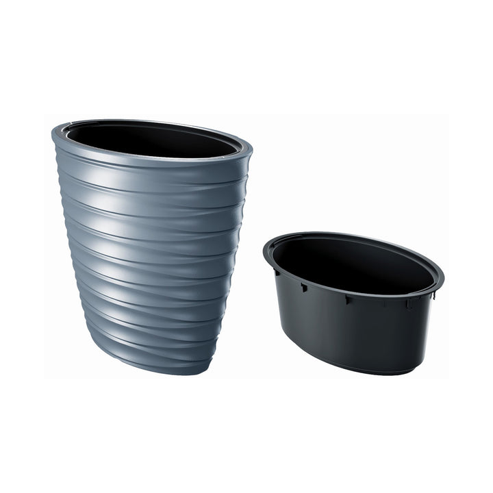 Prosperplast Freze ovális virágcserép betéttel DPFEE600-443U - világosszürke színben