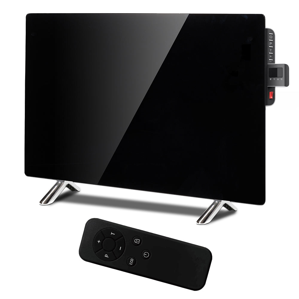 Maclean üveg fűtőpanel, infravörös 600W, időzítő, távirányító, termosztát, WiFi Tuya, fekete szín, 55x100cm, MCE536