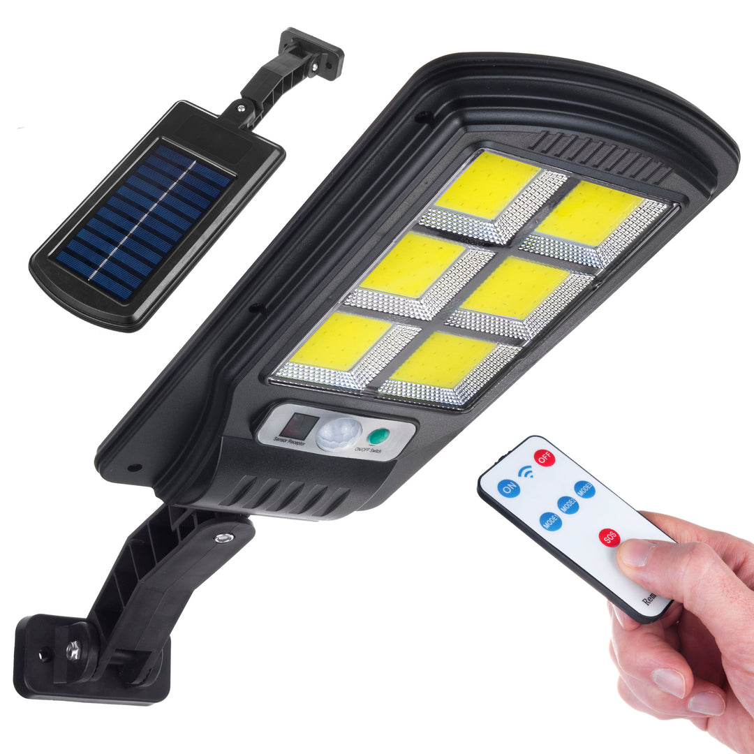 Napelemes LED utcai lámpa mozgásérzékelővel és távirányítóval Maclean IP54, 4W, 400lm, 6500K, Li-ion 1200 mAh, 3 üzemmód MCE446