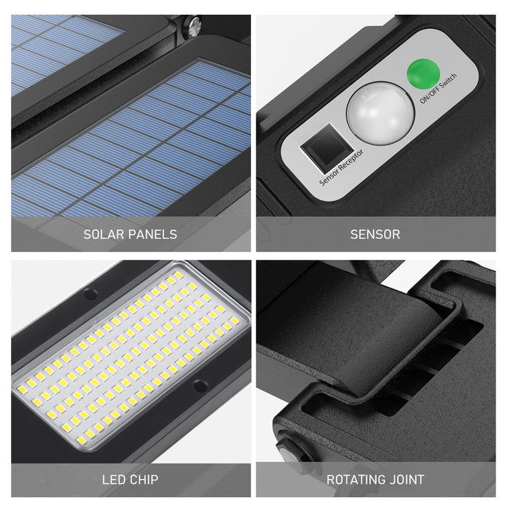 Napelemes LED utcai lámpa mozgásérzékelővel és távirányítóval Maclean IP54, 5W, 2x450lm, 6500K, Li-ion 2400 mAh, 3 üzemmód MCE447