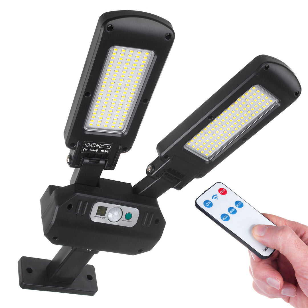 Napelemes LED utcai lámpa mozgásérzékelővel és távirányítóval Maclean IP54, 5W, 2x450lm, 6500K, Li-ion 2400 mAh, 3 üzemmód MCE447