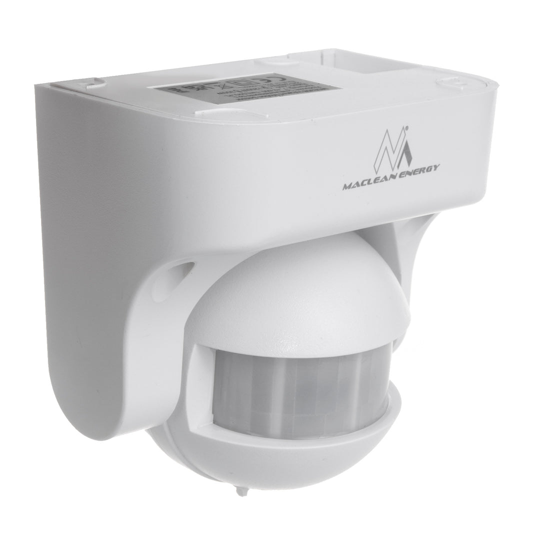 Maclean PIR mozgásérzékelő, infravörös, IP44, fehér, hatótávolság 12m, max. terhelés 800/1200W, MCE358 W