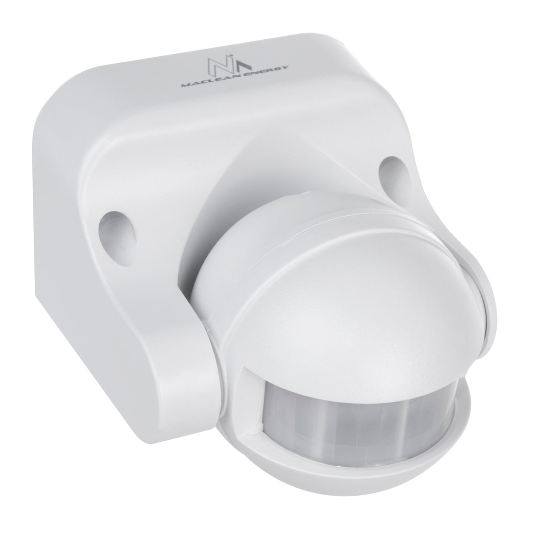 Maclean PIR mozgásérzékelő, infravörös, IP44, fehér, hatótávolság 12m, max. terhelés 800/1200W, MCE358 W