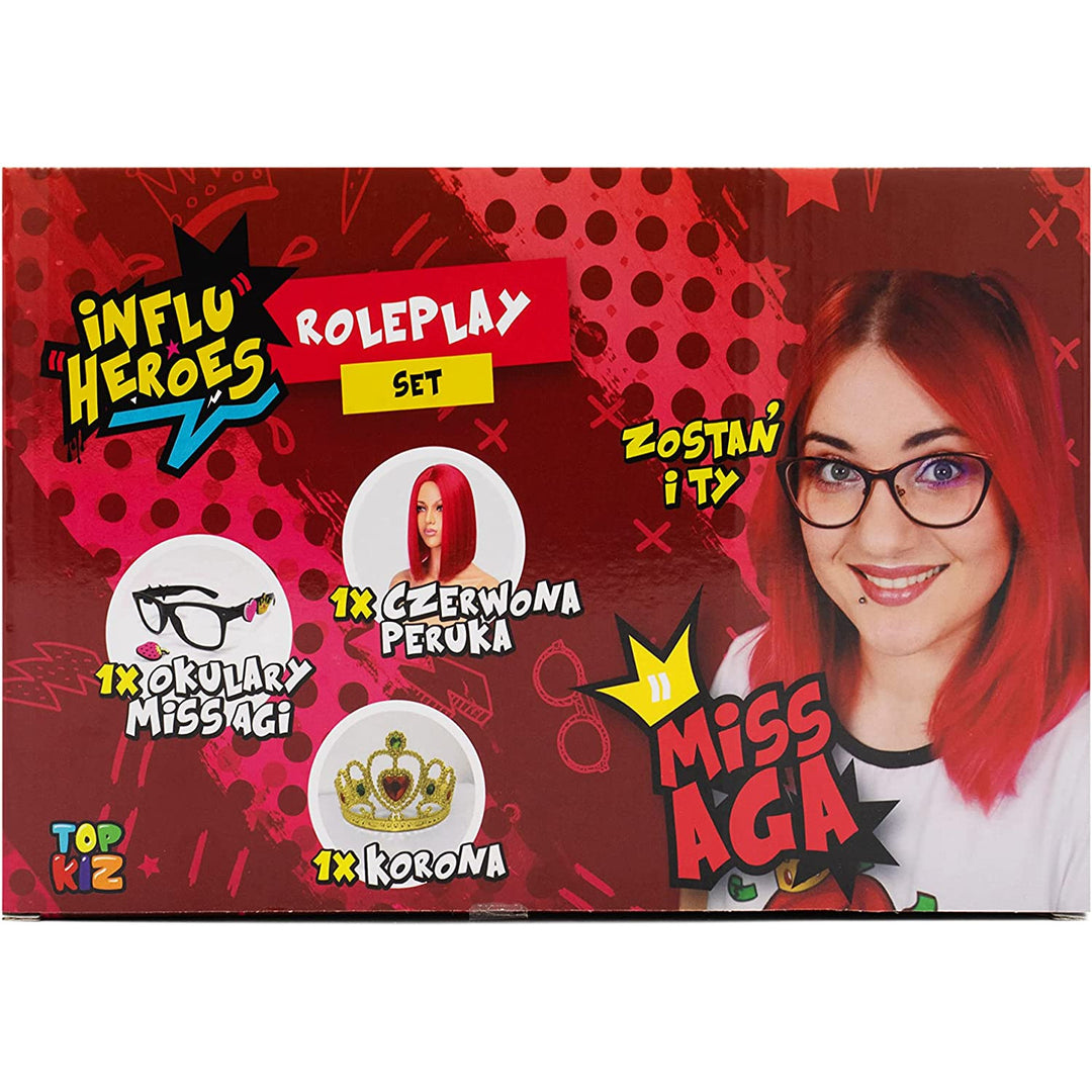 Influ Heroes Miss Aga öltöztető készlet paróka, korona, szemüveg