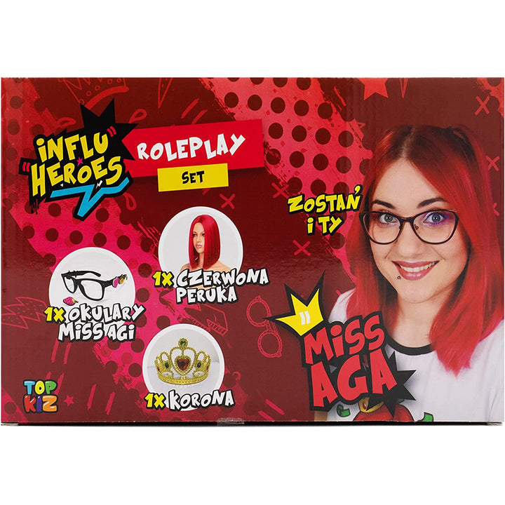Influ Heroes Miss Aga öltöztető készlet paróka, korona, szemüveg