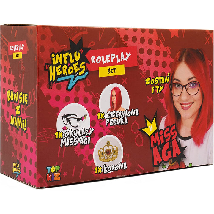 Influ Heroes Miss Aga öltöztető készlet paróka, korona, szemüveg