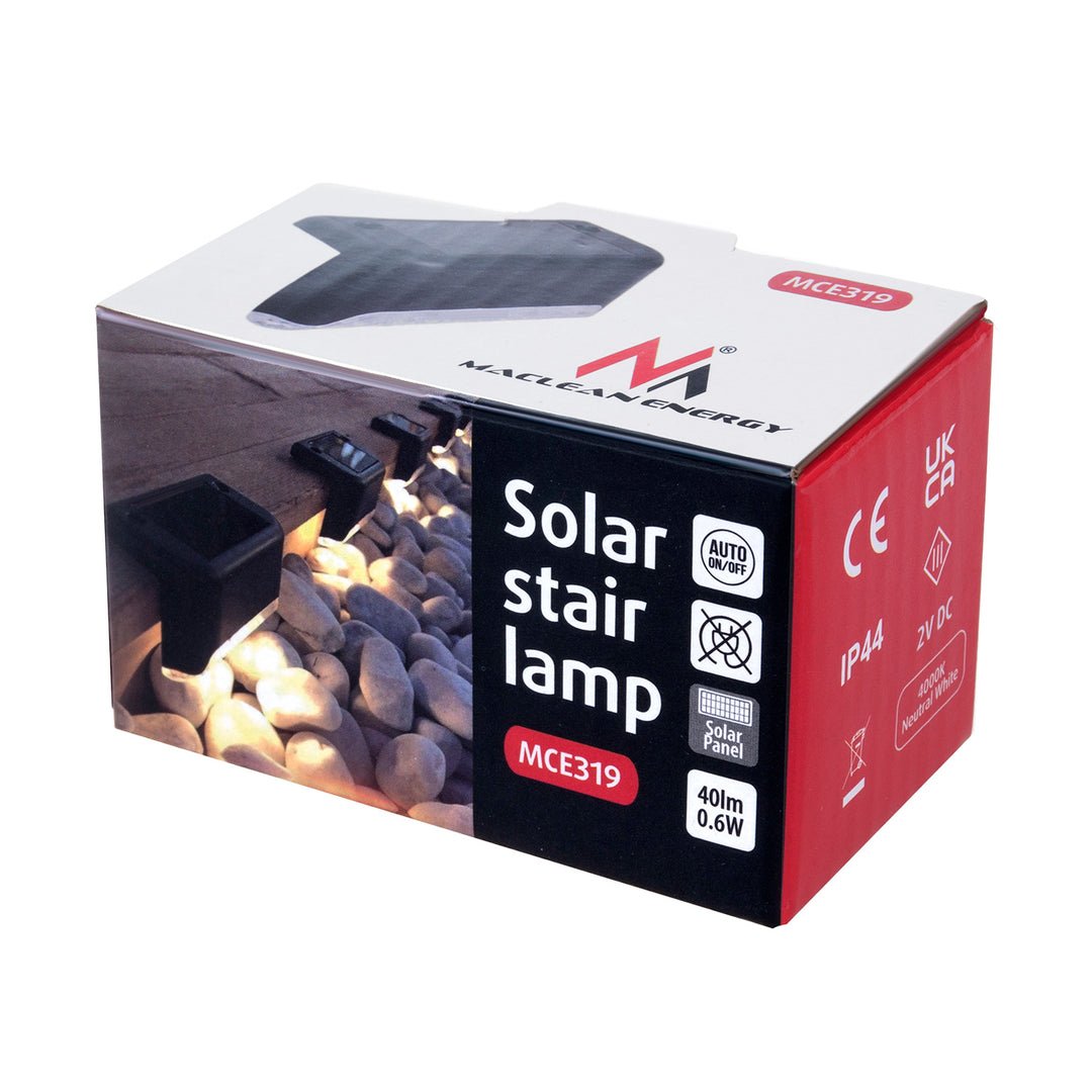 Maclean IP44, 4000K, Ni-MH 100 mAh, 80x45x45mm, szürkület érzékelő MCE319 napelemes teraszlámpa