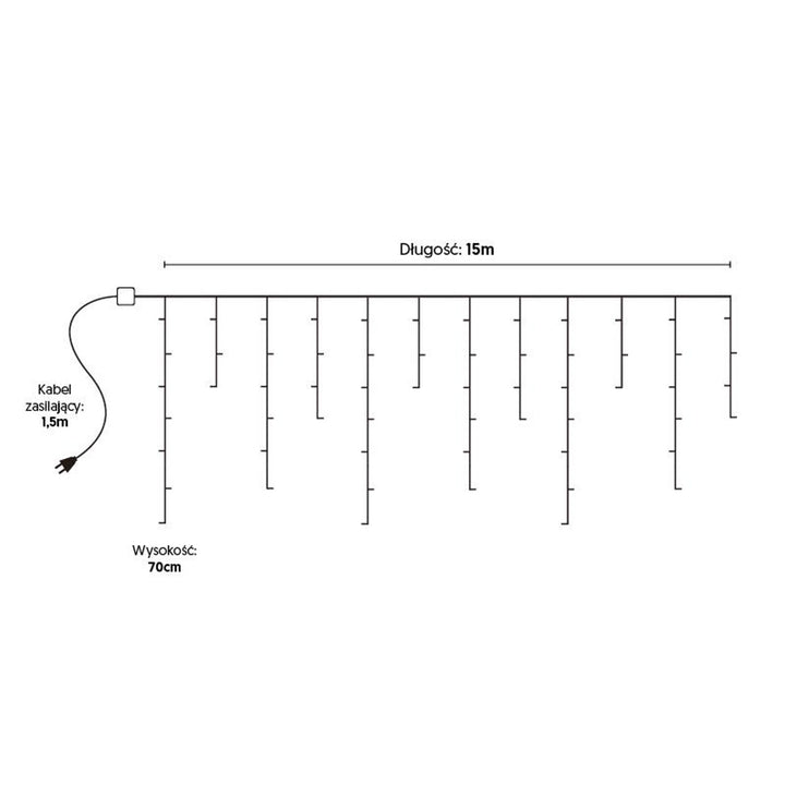 Fényfüzér ML50C 100 Sopli 500 Led 15m meleg fehér IP44