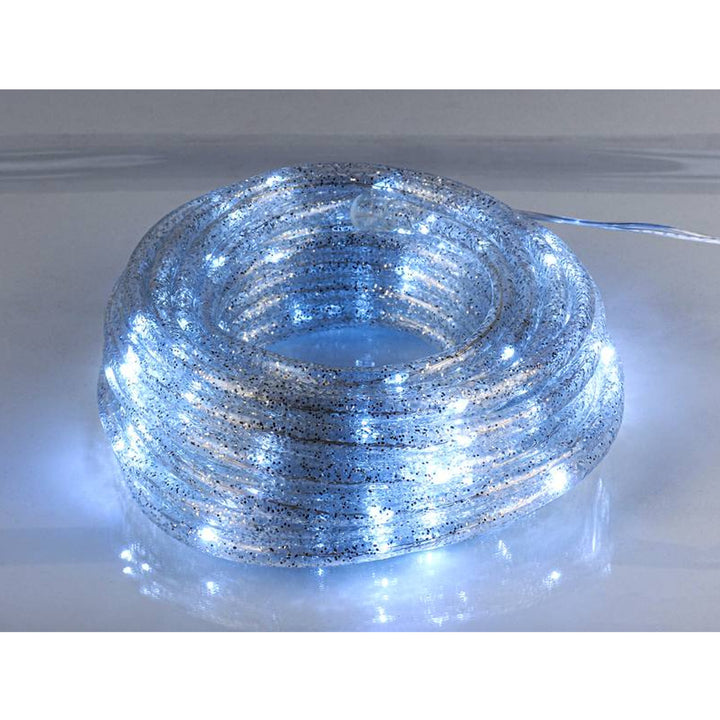 ML54SZ 100 LED 10m-es dekoratív kábel csillogó ezüst hideg fehér IP44