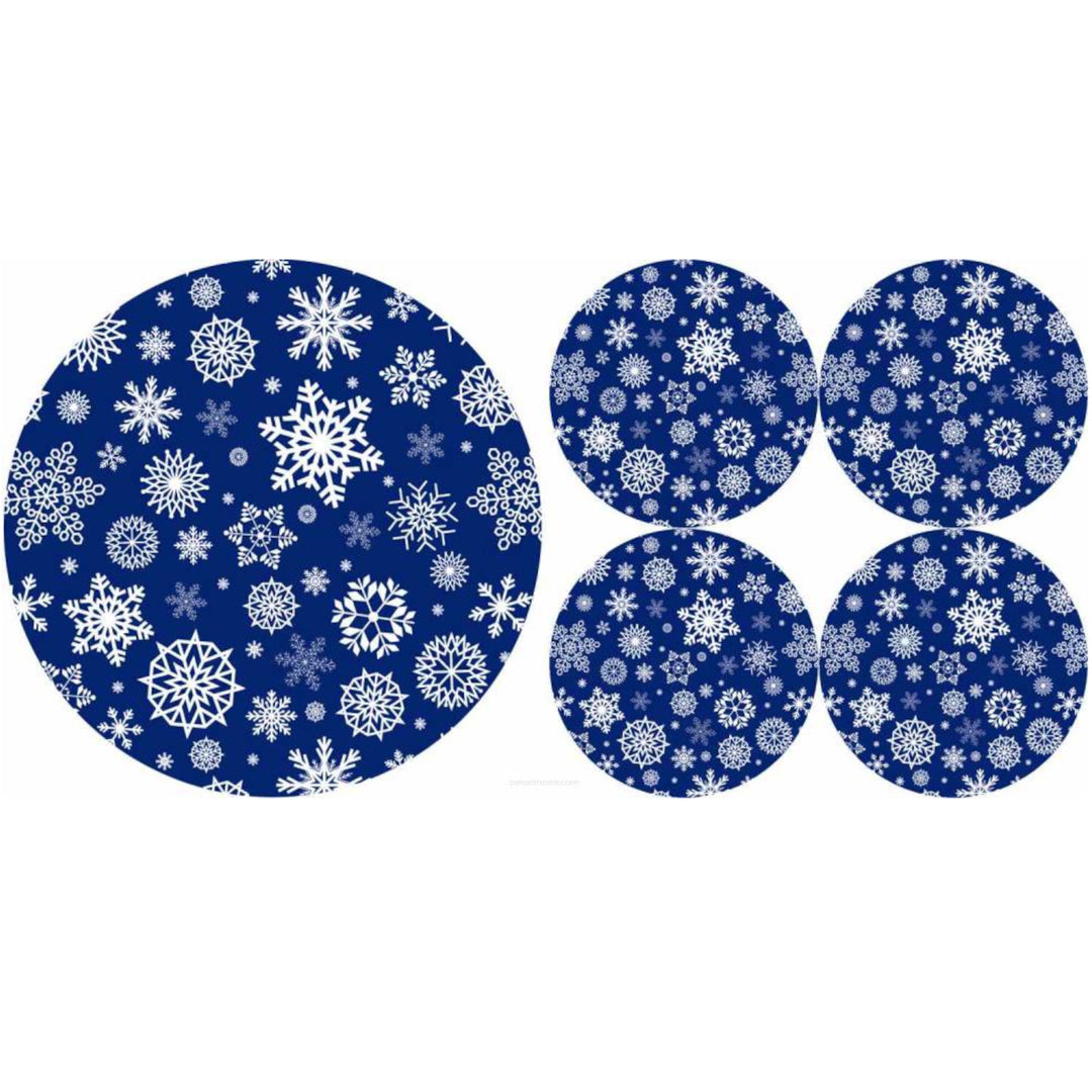 Kerek filc asztalterítő szett 1 + 4 - SNOW