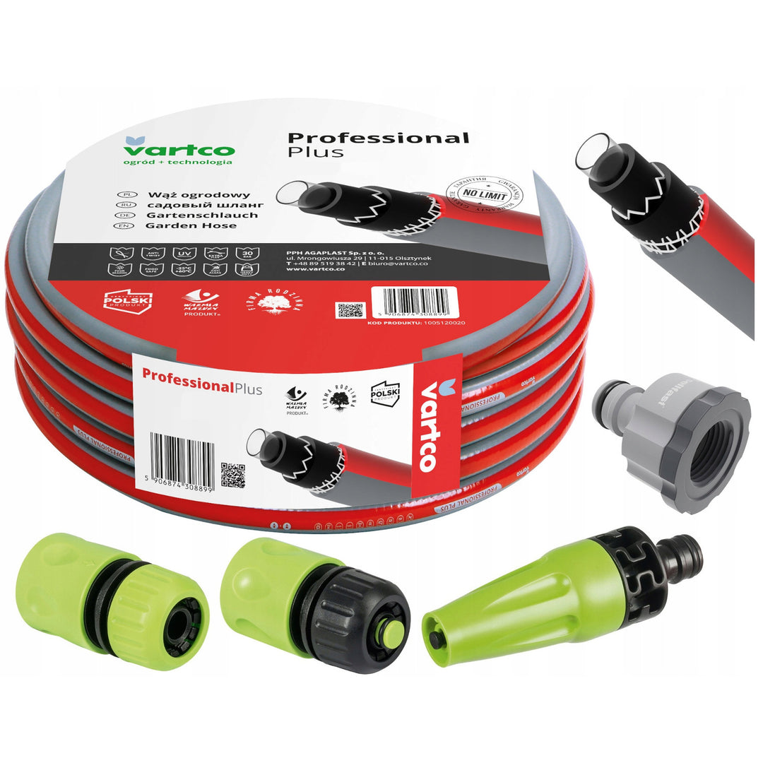 Vartco 6 rétegű 30m 1/2" kerti tömlő készlet + szerelvények