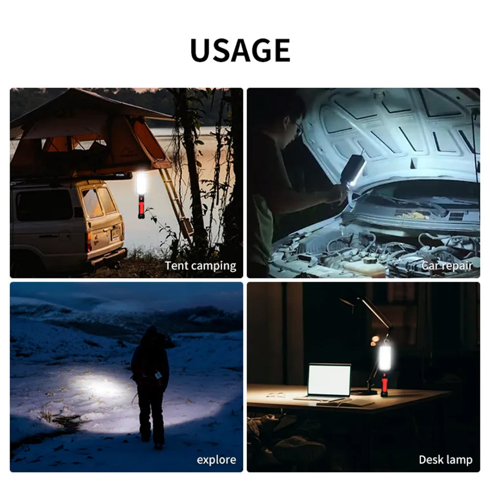 Maclean mágneses COB műhelylámpa, 2x1200mAh, 700lm, USB Type-C/Micro USB, MCE307