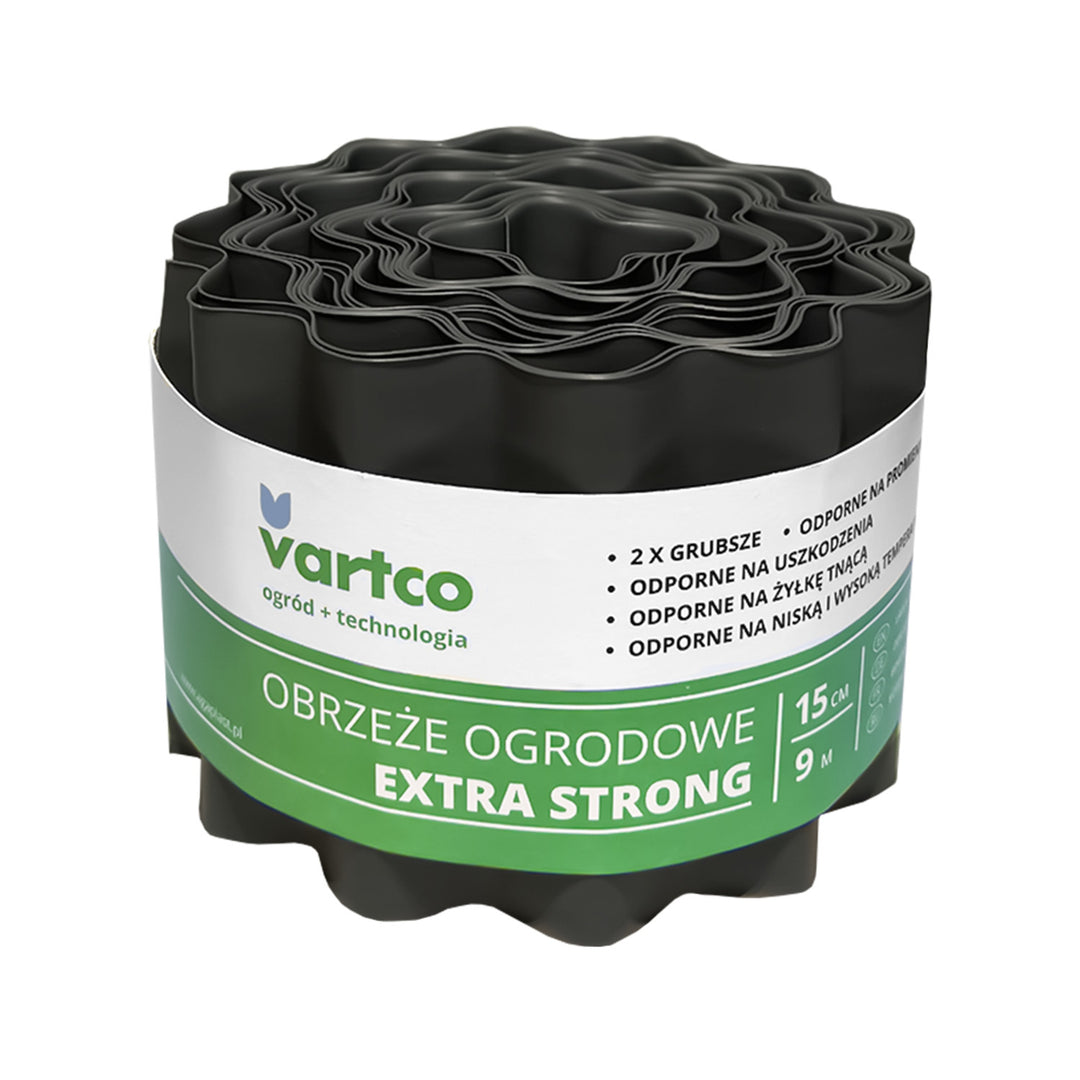 Hullámosított kerti szegély 15cm x9m Vartco Extra Strong grafit