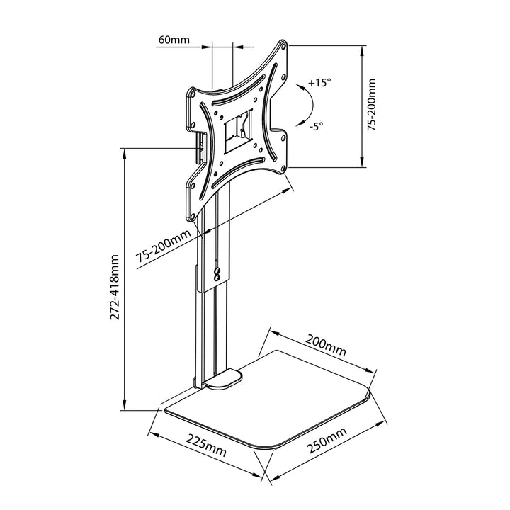 Fali tartó TV-hez polccal Maclean, max. 20kg, max. VESA 200x200, 15-42" TV-hez, MC-451