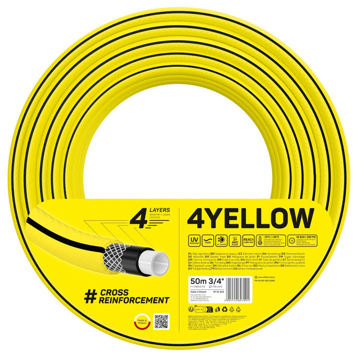 CELLFAST 4YELLOW kerti tömlő 10-522 3/4" 50m 4 rétegű 3/4" kerti tömlő