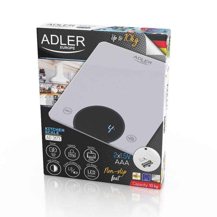 Adler AD 3173s Konyhai mérleg 10kg-ig LED Méretek 20 x 16 cm