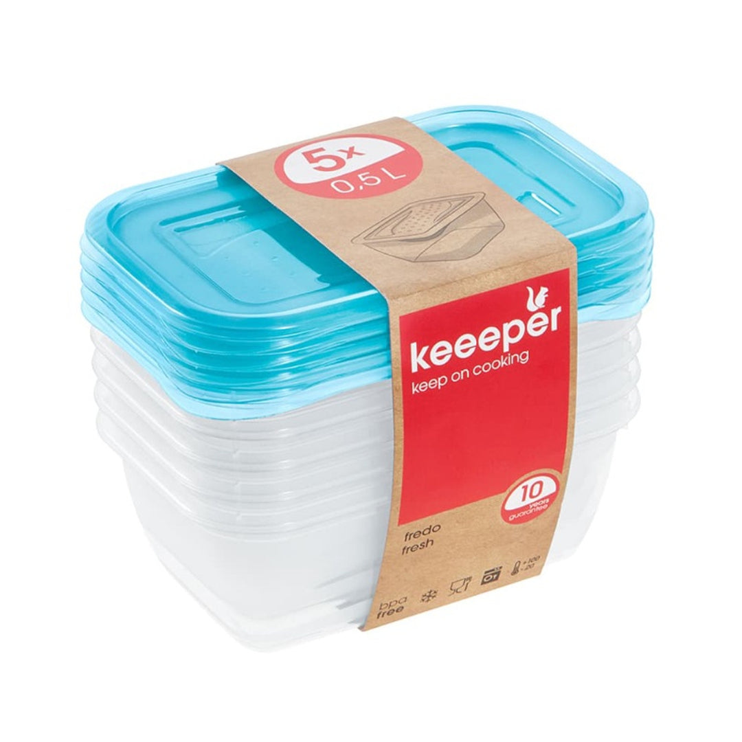 5 x 0,5 l-es Keeeper Fredo Fresh élelmiszer-tároló tartályok készlete