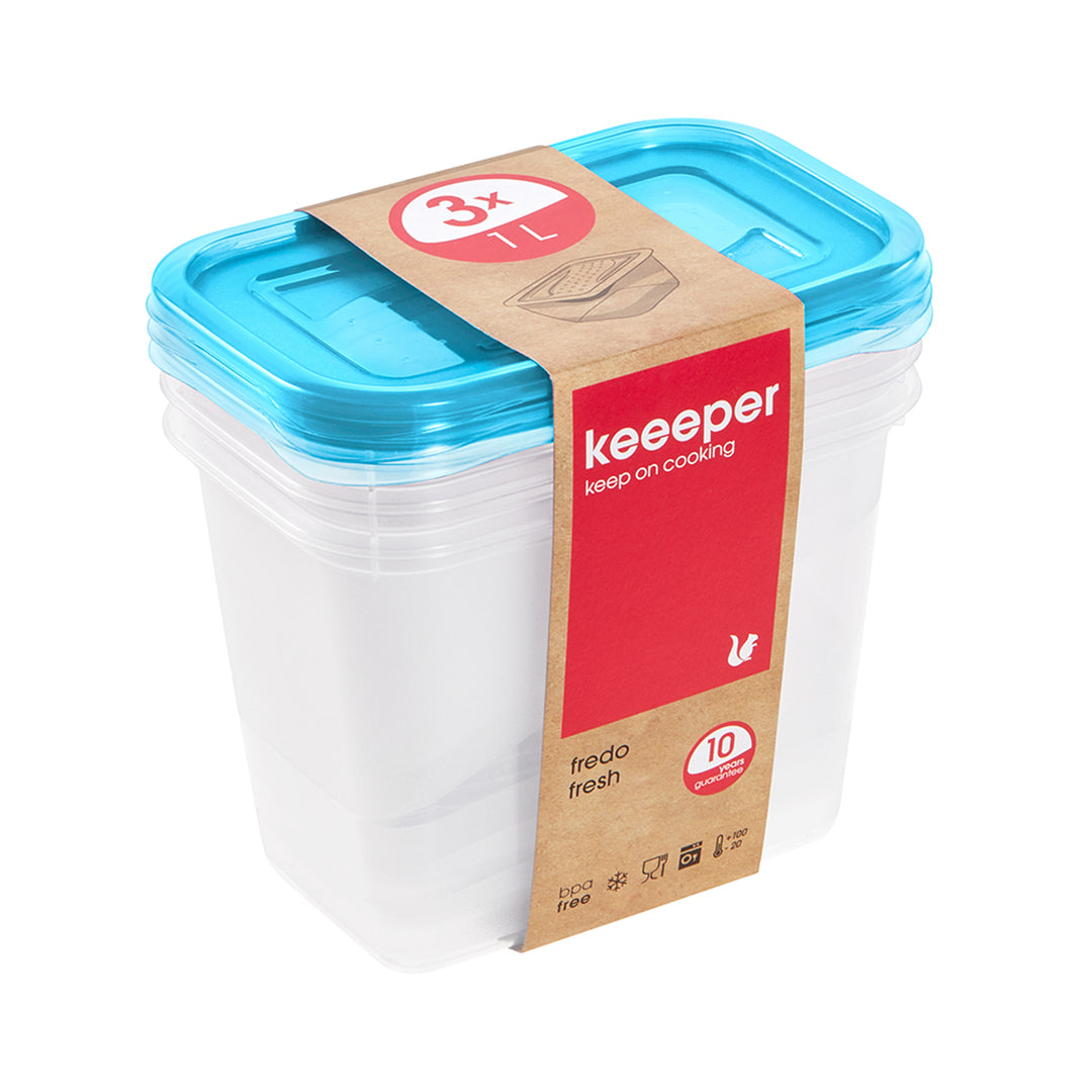 3 x 1l-es Keeeper Fredo Fresh élelmiszer-tároló tartályok készlete