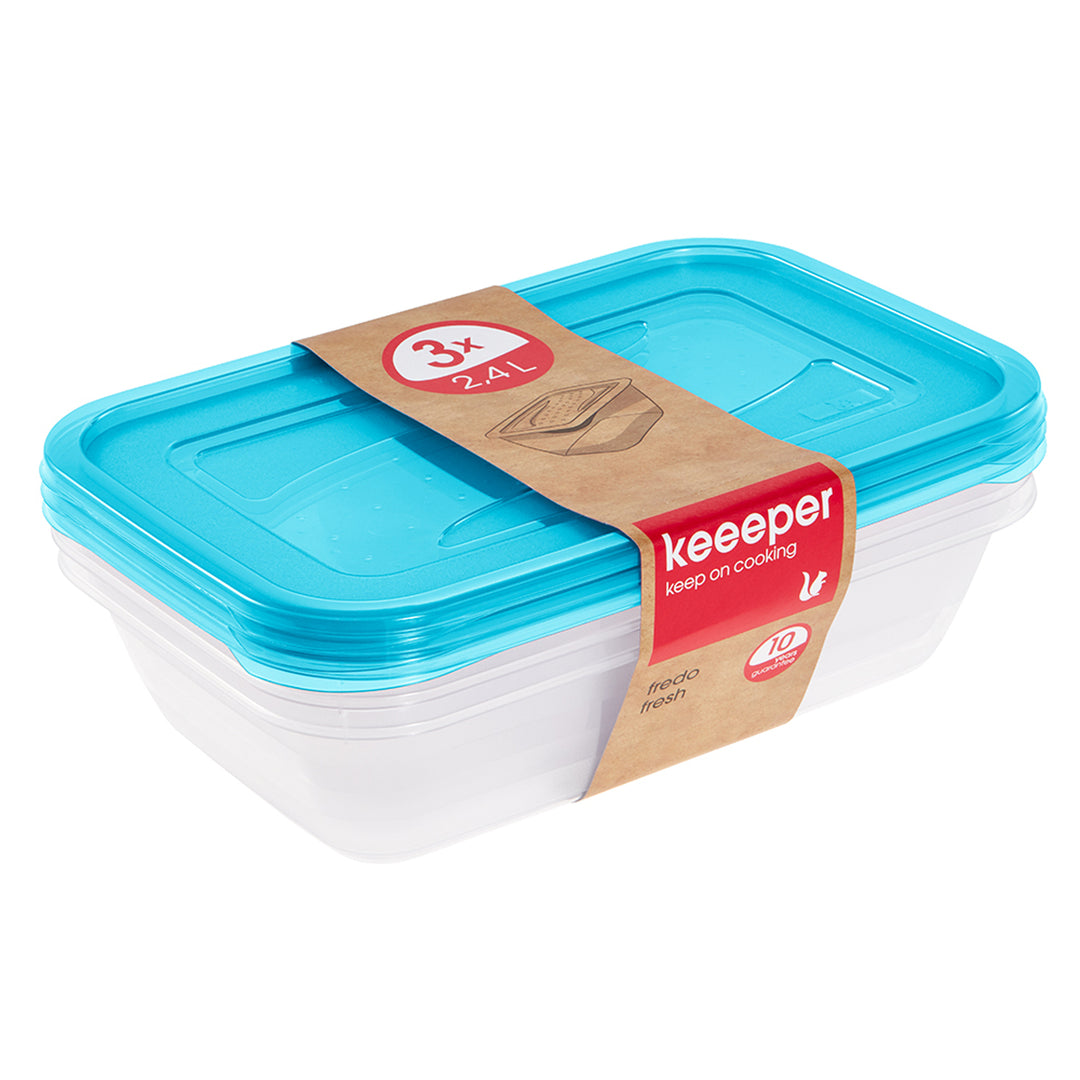 3 x 2,4 l-es Keeeper Fredo Fresh élelmiszer-tároló tartályok készlete