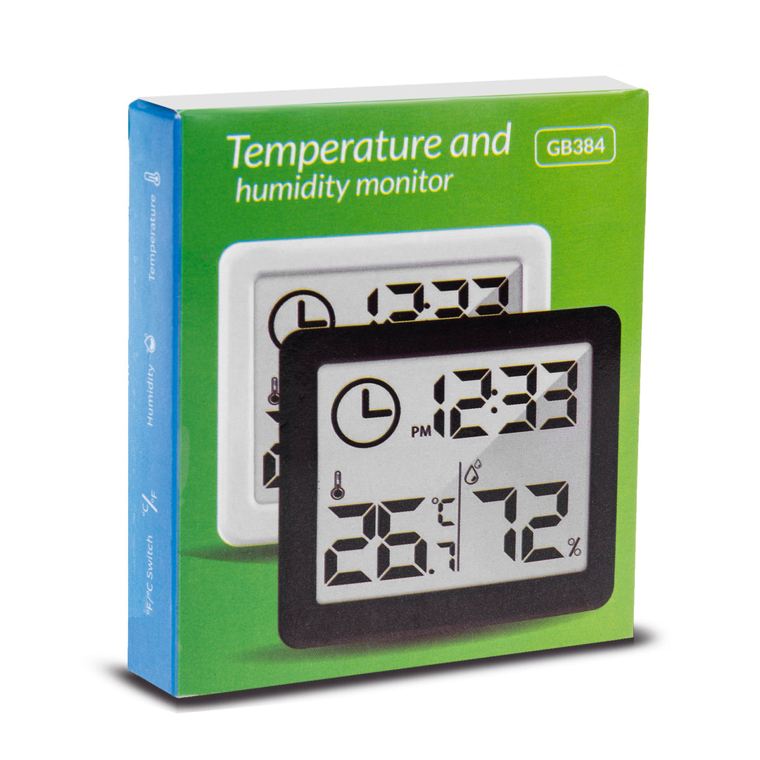 Hőmérő/hőmérő óra funkcióval, GreenBlue, fehér, GB384W