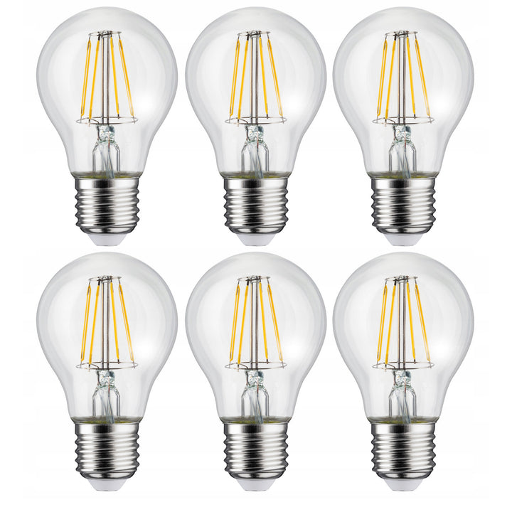 6x Maclean, izzószálas LED E27, 8W, 230V, WW meleg fehér 3000K, 806lm, Retro edison dekoratív, MCE268