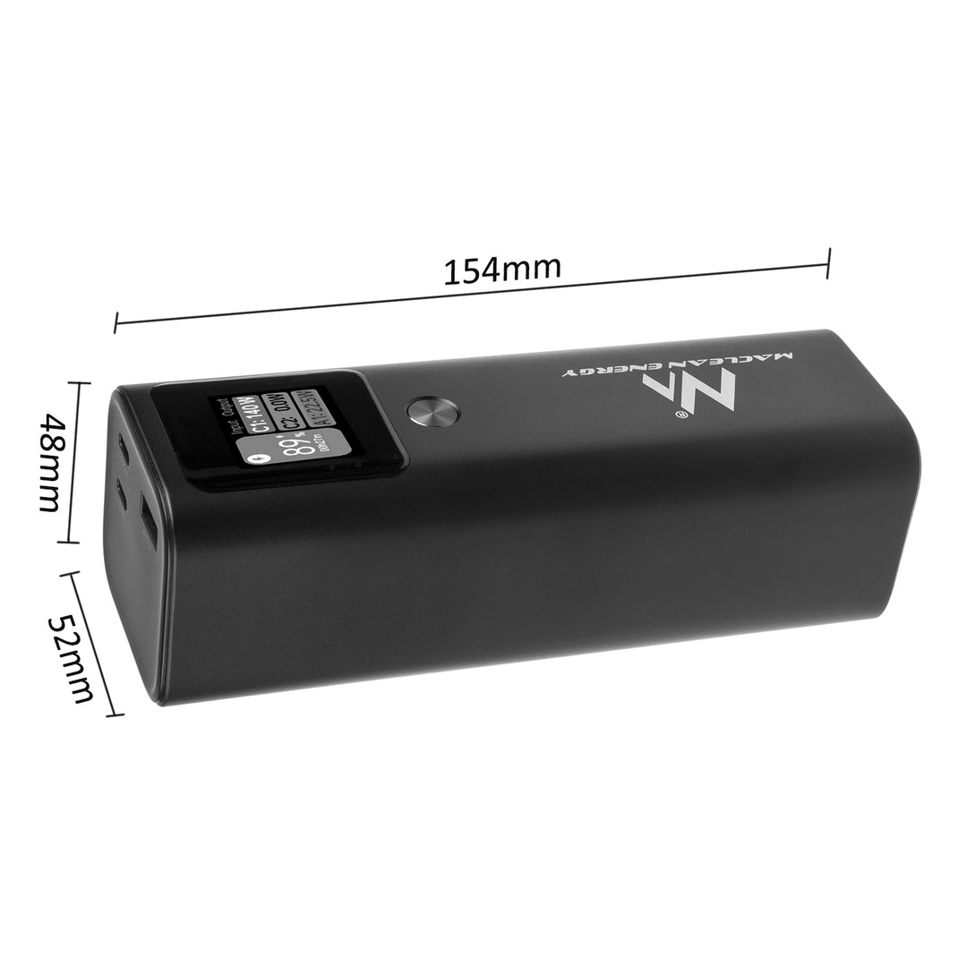 Mobilna bateria Power Bank Maclean, 24600mAh, Power Delivery (PD) 140W, gyors/gyors/szuper töltés, 88,56Wh, 2x Typ-C, USB, MCE335