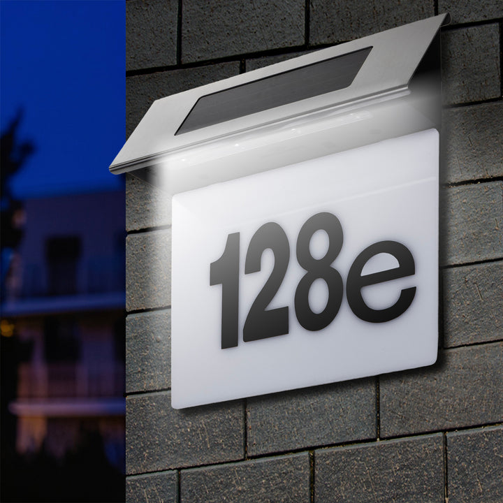 Napelemes LED lámpa Maclean házszámmal, IP44, 1W, 60lm, 6000K, 600 mAh újratölthető akkumulátor, 2,5V DC 70mA, MCE423