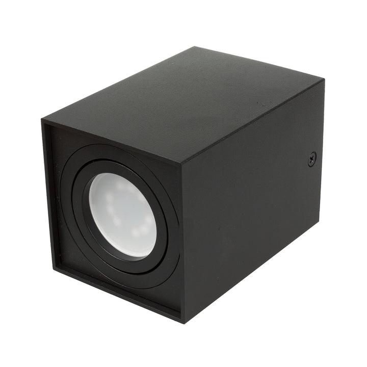 3x Maclean cső / felszíni lámpatest, spot, szögletes, alumínium, GU10, 80x80x115mm, fekete, MCE426 B + 3x LED izzó 5W