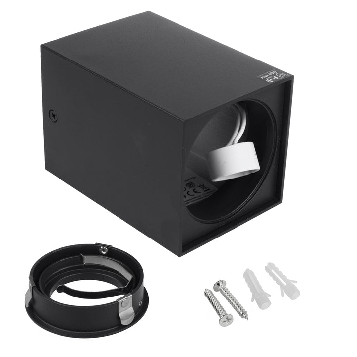 3x Maclean cső / felszíni lámpatest, spot, szögletes, alumínium, GU10, 80x80x115mm, fekete, MCE426 B + 3x LED izzó 5W