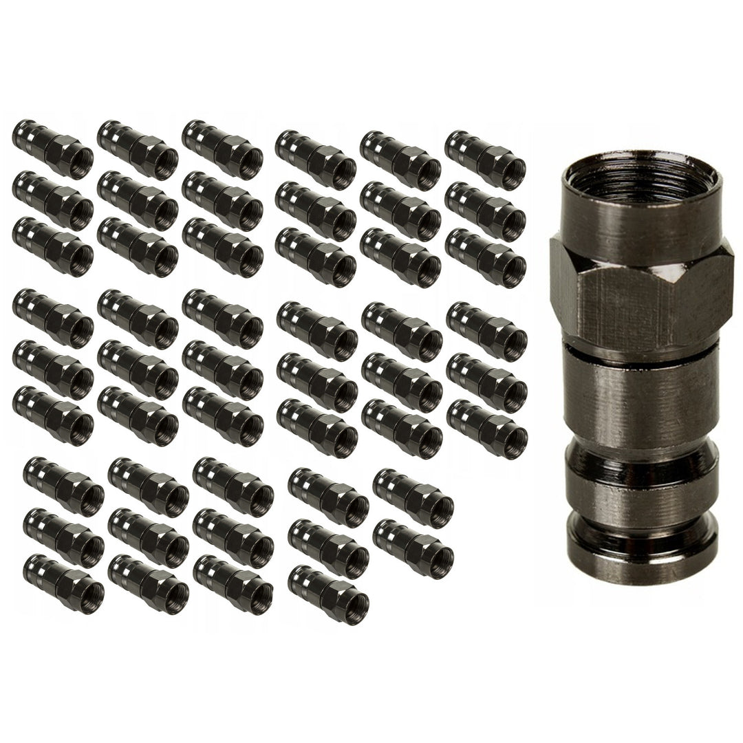 50x Maclean, F kompressziós csatlakozó, RG-6, professzionális, nikkel, fekete, MCTV-916