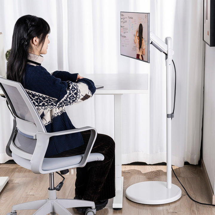 Maclean mobil monitor/TV padlóállvány, gázrugós, 17"-35", 2-10kg, fehér, MC-970W