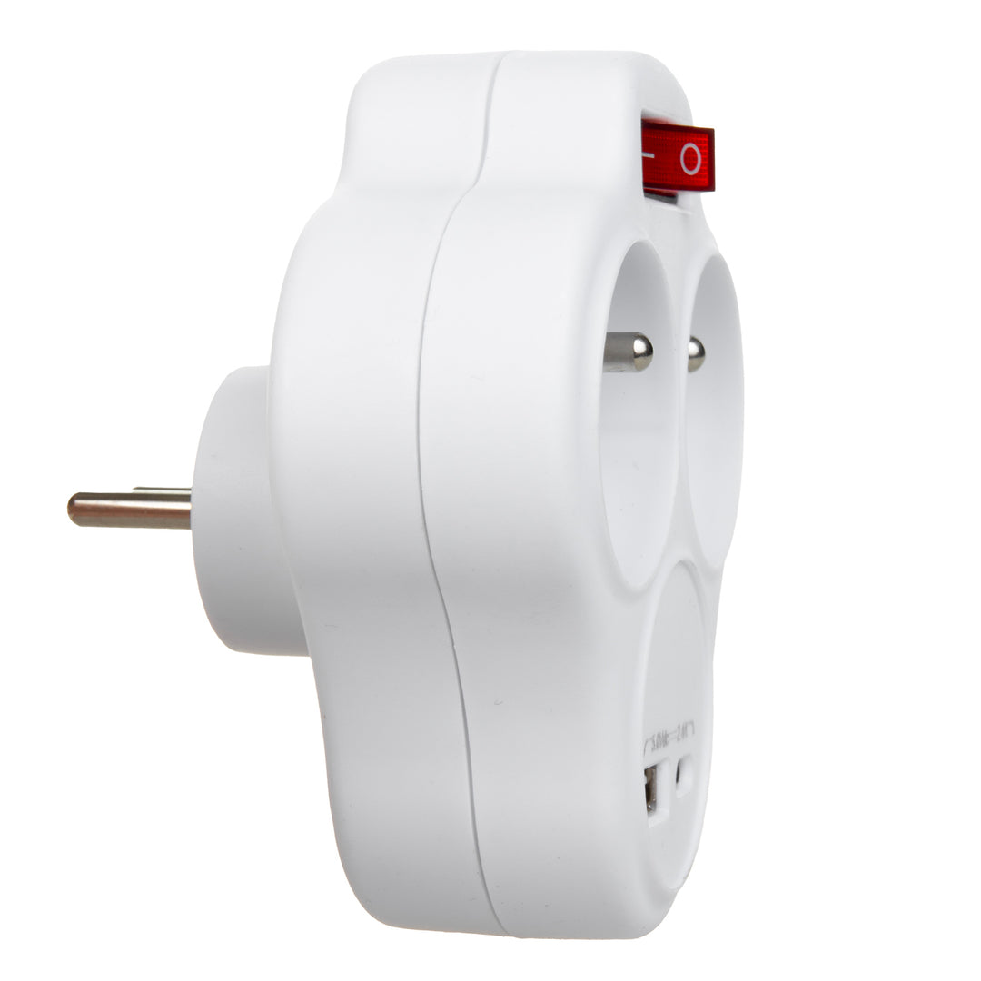 Maclean áramerősségű konnektor, elosztó 2 aljzattal és USB A/C 2,4A, E típus, 2x16A, MCE336 E