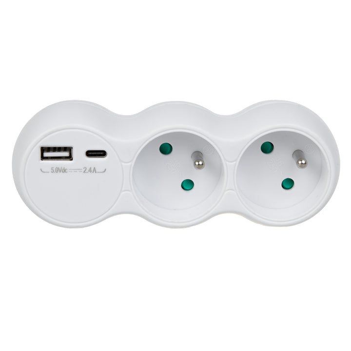 Maclean áramerősségű konnektor, 2-es elosztó, 2x USB A/C, E típus, 2x16A, MCE339 E