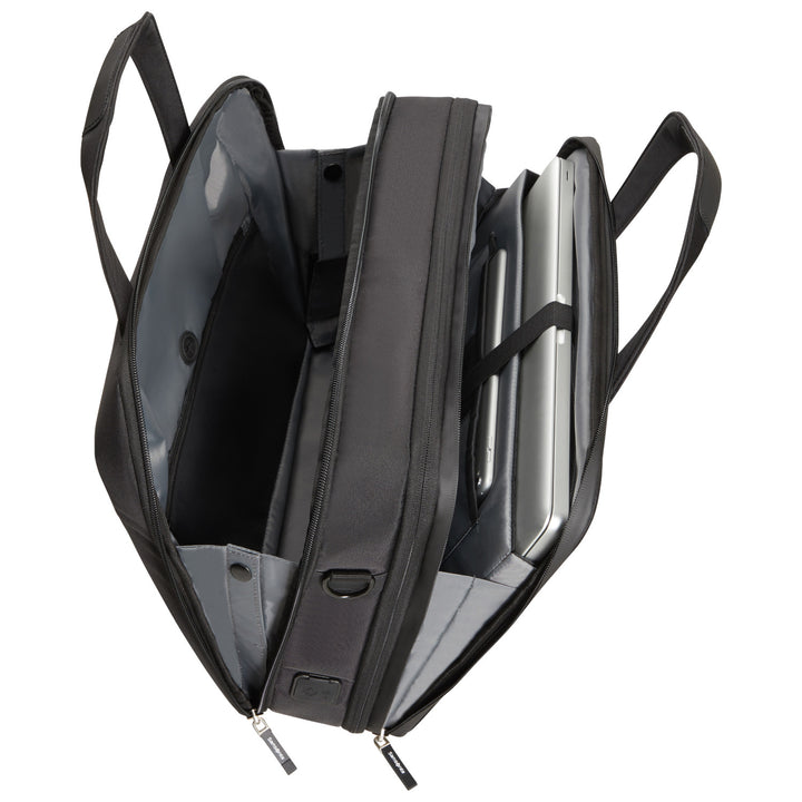 Samsonite Litepoint Bailhandle 15.6" laptop táska fekete USB porttal és fényvisszaverő cipzárral