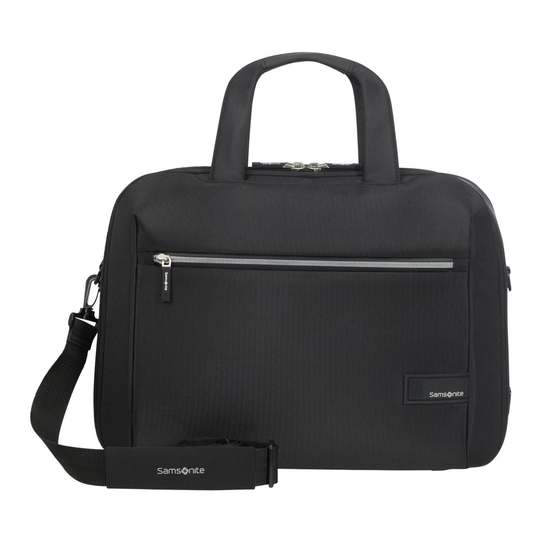 Samsonite Litepoint Bailhandle 15.6" laptop táska fekete USB porttal és fényvisszaverő cipzárral