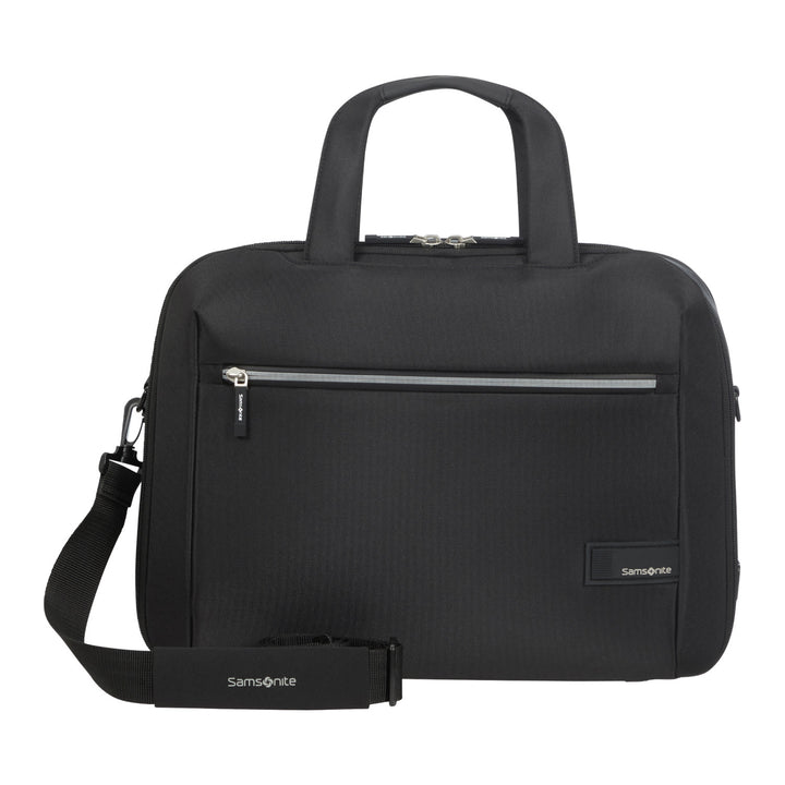Samsonite Litepoint Bailhandle 15.6" laptop táska fekete USB porttal és fényvisszaverő cipzárral