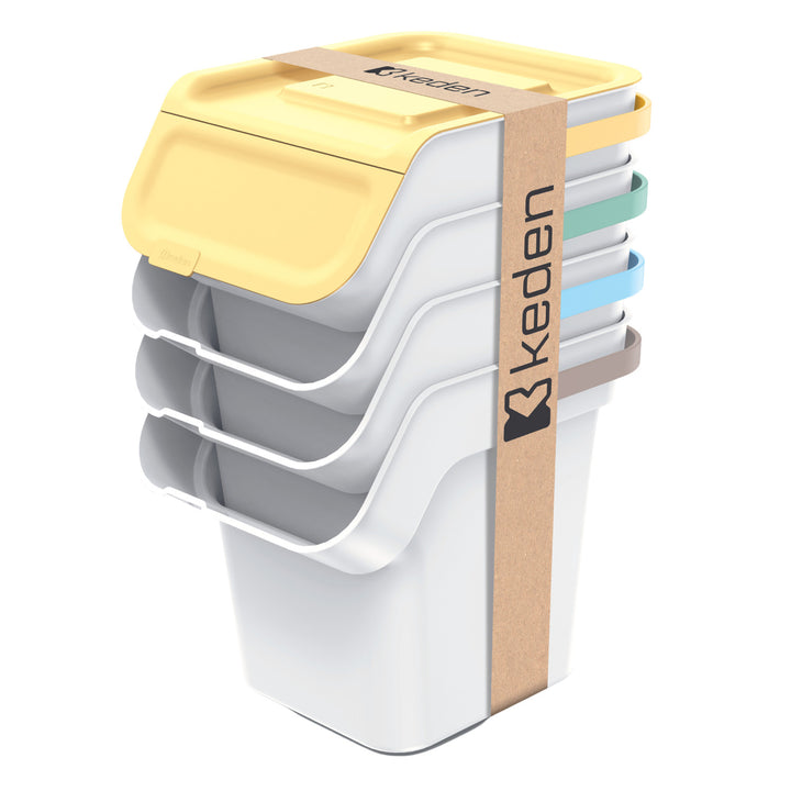Keden hulladékgyűjtő szett, hulladék szétválasztáshoz, 4x20 liter, hamu, Kaddi Q Set